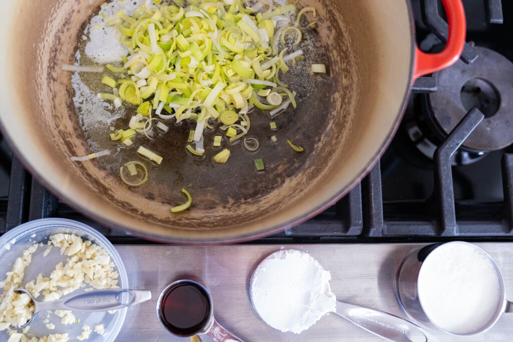 green bean and mushroom casserole prep 1